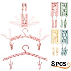 8 Pcs Portable Foldable Clothes Hangers with 16Pcs Hanger Clips for Travel Home Use - Premium Clothes Drying Rack for Scarves Suits Trousers Pants Shirts Socks Underwear(Highly Durable, Non-Slip)