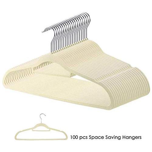 Yeshom 100Pcs Velvet Hanger Non Slip Clothes Suit Flocked Hangers Swivel Hook Ultra Thin Space Saving Closet Yeshom 100Pcs Velvet Hanger Non Slip Clothes Suit Flocked Hangers Swivel Hook Ultra Thin Space Saving Closet