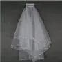 Sparkle Two Layer Short Wedding Veil White Beaded Edge Elbow Length Soft Tulle Accessoire Wedding Bridal Veils With Comb WHITE 75cm Sparkle Two Layer Short Wedding Veil White Beaded Edge Elbow Length Soft Tulle Accessoire Wedding Bridal Veils With Comb WHITE 75cm