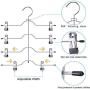 LT Nichalo Space Saving Skirt Hangers with Adjustable Clips, 4-on-1 Durable Metal Pants Hangers with 360 Degree Rotating Chrome Hook, 4 Pack