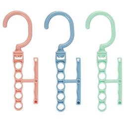 10pcs Random Color Coat Hangers for Clothes Creative Rotating Handle 5-Hole Windproof Hook Baby Wardrobe