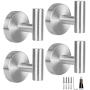 Bathroom Towel Hooks, 4 Pack Coat Hook Round Wall Hooks for Cabinet Closet Door, Heavy Duty Robe Hook, Two Ways to Install (Drill and Adhesive) for Bath Bedroom Kitchen Garage Hotel