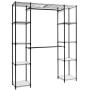 AyaMastro Black 71Inch Metal Storage Closet Wardrobe Cloth Hanger Organizer with Shelf and Expandable with Ebook