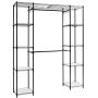 FDInspiration Black Expandable Clothes Hanger Rack Shelf Closet Storage Free Standing Organizer Shelves with Ebook