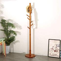 WG Wooden Coat Rack Floor Hanger Bedroom Creative Foyer Living Room Modern Minimalist Hanger Clothes Rack (8 Hooks),Orange