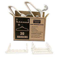 Wonder Hanger Max Velvet Hanger Combo, 5 Hanging Closet Organizers w/ 25 Velvet Hangers - White