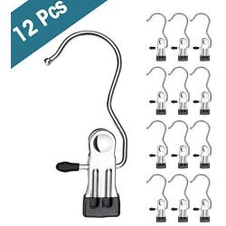 HOUSE DAY Laundry Hook Boot Hanger with Clips Portable Clothes Pins Hangers Home Travel Utility Hooks (12 Pack)