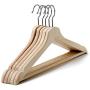 Clothes Hanger Pack of 10 Hangers-4321cm with Natural Finish Heavy Duty Wood with Chrome Hook for Indoors Pants Hangers (Color : Natural, Size : 4321cm)