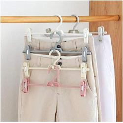 10pcs Random Color Multifunction Anti-Slip Clothes Hanger with Clips Hooks Pants Drying Rack Clothes Storage Holder Organizer