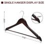 JS HOME Suit/Coat Hangers, Solid Wood Pants/Trousers Hangers with Notched Cut Shoulder, Non-Slip Tube for Pant Bar, Walnut Finish - 18 Pack