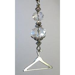 Silver Closet Clothes Hanger with Crystal Clear Glass Ceiling Fan Pull Chain or Light Pull