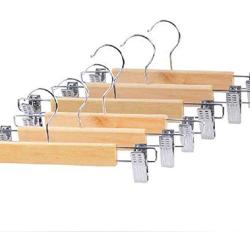 KYCPTNFJ Portable 5 PCS Multifunction Skirt Clip Solid Wood Clothes Hanger Pants Folder Anti-Skid Trousers Rack