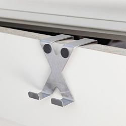 Home-X - Stainless Steel X-Shape Over Door Hanger Hook, Reversible Design is Perfect for Any Bathroom and Effortlessly Holds Towels, Clothing, and More