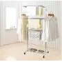 Stainless Steel Three-Layer Foldable Hanger Clothes Drying Rack Household Clothes Shoes Movable Hanger Baby Clothes Hangers