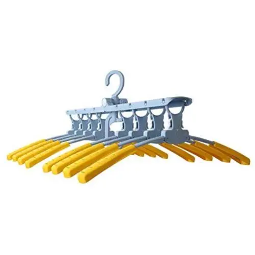 EvaroFly Multipurpose Folding Hanger, 360° Rotatable Storage Clothes Hanger, Household Travel -Blue+ Yellow 52.5x42cm
