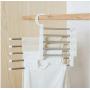 5pcs Random Color Household Accessories Save Space 5-in-1 Portable Multi-Function Stainless Steel Pants Hanger Clothes Dry Rack
