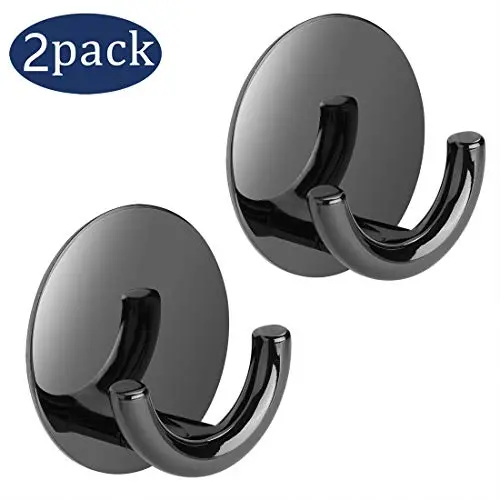3M Self Adhesive Double Coat Hook Wall Mount, Round Double Towel Rack, Modern Kitchen Bathroom Multi-Purpose Hanger for Robe, Hat, Key