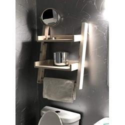 Floating Bathroom Shelf| Ladder shelf w/towel hanger| 3 Tier Bathroom shelf