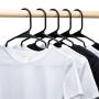 HOUSE DAY Black Plastic Hangers,50 Pack Plastic Clothes Hangers for Skirt Suit Coat, Standard Clothing Hangers