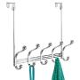 iDesign York Metal 5-Hook Over-the-Door or Wall Mount Rack for Coats, Hats, Scarves, Towels, Robes, Jackets, Purses, 15.62" x 5.35" x 12.83", Chrome
