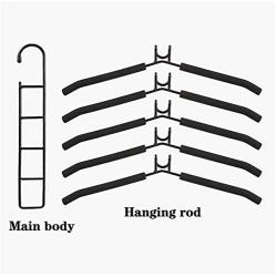 2pcs Multi-Layers Clothes Hanger 5 in 1 Detachable Pants Holder Wardrobe Anti-Slip Sponge T-Shirt Jeans Rack Space Saving Organizer