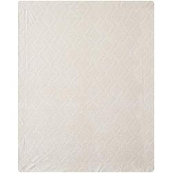 Ravenna Home Classic Micro Mink Trellis Throw Blanket - 50 x 60 Inch, Linen