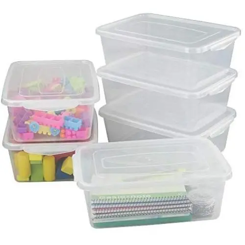 Obston 9 Quart Clear Storage Containers, Plastic Latching Box, 6 Packs Obston 9 Quart Clear Storage Containers, Plastic Latching Box, 6 Packs