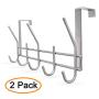 YUMORE Over The Door Hook,Stainless Steel Heavy Duty Door Hanger for Coats Robes Hats Clothes Towels, Hanging Towel Organizer,Space Saving Bathroom Hooks Use Directly Without Installation, Pack of 2