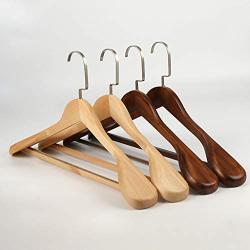 Aviat 2PCs Wooden Suit Hangers,High-Grade Solid Wood Coat Hangers Non Slip Pants Bar-Smooth Finish Standard Coat Hanger Precisely Cut Notches for Jacket,Pant,Suit,Shirts,Skirts Clothes Hangers (E)