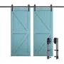 PeggyHD 12FT Heavy Duty Sliding Barn Door Hardware Kit Double Wood Door Track Roller Kit Wall Mounted J Shape Hanger (2 x Door Set) PeggyHD 12FT Heavy Duty Sliding Barn Door Hardware Kit Double Wood Door Track Roller Kit Wall Mounted J Shape Hanger (2 x Door Set)