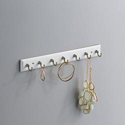 Franklin Brass FBKEYT7-WSE-R, 14" Key Rail / Rack, with 7 Hooks, in White & Satin Nickel