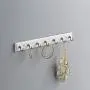Franklin Brass FBKEYT7-WSE-R, 14" Key Rail / Rack, with 7 Hooks, in White & Satin Nickel Franklin Brass FBKEYT7-WSE-R, 14" Key Rail / Rack, with 7 Hooks, in White & Satin Nickel