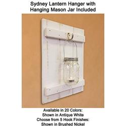 Mason Jar Lantern & Sydney Wall Sconce Lantern Holder - Wall Lantern Hanger - Rustic Home Decor - Available in 20 Colors - Antique White