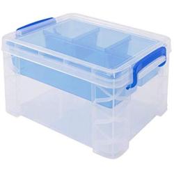 Super Stacker Divided Storage Boxes with Removable Tray, 10 x 7.5 x 6.5 Inches (37375)