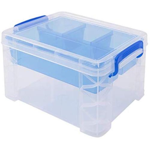 Super Stacker Divided Storage Boxes with Removable Tray, 10 x 7.5 x 6.5 Inches (37375)