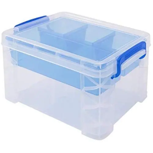 Super Stacker Divided Storage Boxes with Removable Tray, 10 x 7.5 x 6.5 Inches (37375)