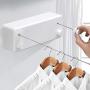 Hoimpro Retractable Clothesline with Adjustable Stainless Steel Double Rope String Hotel Style Heavy Duty for Bathroom, Wall Mounted Laundry Drying Line for Shower, 14 Feet Indoor Clothes Line, White