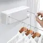 Hoimpro Retractable Clothesline with Adjustable Stainless Steel Double Rope String Hotel Style Heavy Duty for Bathroom, Wall Mounted Laundry Drying Line for Shower, 14 Feet Indoor Clothes Line, White