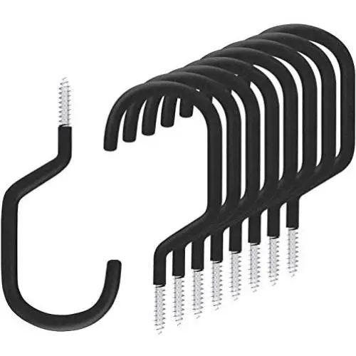 SMARTOLOGY 9 Pack Bike Hanger Storage Hook Rack, Heavy Duty Large Screw in Hooks for Garage Wall and Ceiling Bicycle Storage, Utility Tool Hanger (Black) SMARTOLOGY 9 Pack Bike Hanger Storage Hook Rack, Heavy Duty Large Screw in Hooks for Garage Wall and Ceiling Bicycle Storage, Utility Tool Hanger (Black)