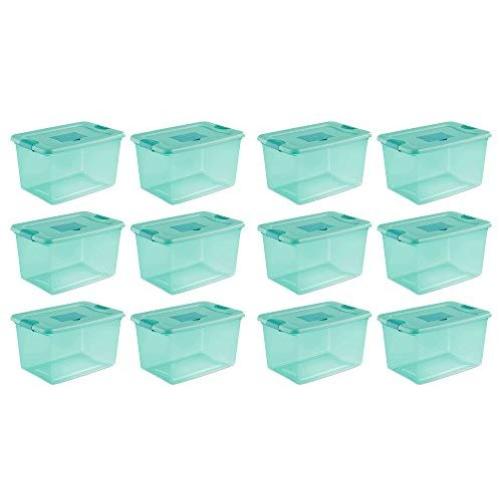 STERILITE 64 Quart Fresh Scent Stackable Plastic Storage Boxes Container (12 Pack)