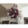 Party ball/One of a kind hanging decorative ball / 5 inches in diameter/Synthetic purple berries with clear shiny silver ice spikes/Unique Valentines decoration/Hanger/Handmade party decor