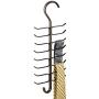 mDesign Vertical Steel Metal Wire Closet Rod Hanging Accessory Organizer for Ties, Belts, Scarves, and Accessories with 17 Storage Hooks - 2 Pack - Bronze