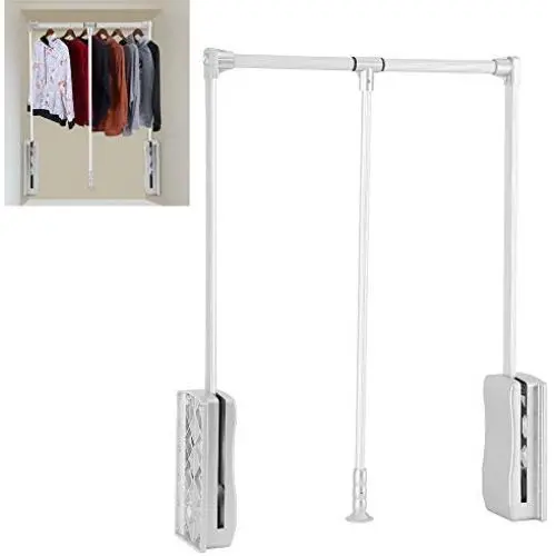 GOTOTOP Wardrobe Hanger, Aluminum Closet Storage Organizer Clothes Hanger Adjustable Pull-Down Closet Rod Wardrobe Lift Organizer (600-830mm) GOTOTOP Wardrobe Hanger, Aluminum Closet Storage Organizer Clothes Hanger Adjustable Pull-Down Closet Rod Wardrobe Lift Organizer (600-830mm)