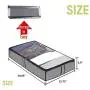 Foldable Under Bed Storage Containers with Adjustable Dividers -2 Pack, Large Underbed Clothes Shoes Storage Organizer Boxes with Clear Plastic Lid and Reinforced Handle for Closet and Shelve (Grey)