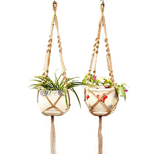 ? 4PCS Macrame Plant Hanger Wall Art Indoor Outdoor Use Elegant Bohemian Home Decor Flower Pot Holder Basket