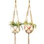 ? 4PCS Macrame Plant Hanger Wall Art Indoor Outdoor Use Elegant Bohemian Home Decor Flower Pot Holder Basket