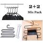 Space Saving Hanger, Multifunctional Stainless Steel Clothes Hangers Organizer and Black Pants Hangers Closet Space Saver Storage for Pants Jeans(4 Pack)