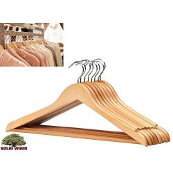 LavoHome Natural Wood Coat Suit Hangers with Non Slip Bar & Swivel Chrome Hook (Solid High Grade Maple 60 Pack)