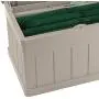 Suncast 129-Gallon Large Deck Boxes - Lightweight Resin Indoor/Outdoor Storage Container and Seat for Patio Cushions and Gardening Tools - Store Items on Patio, Garage, Yard - Taupe