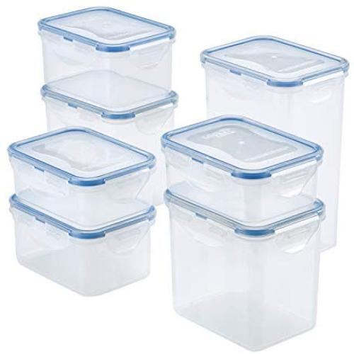 Lock & Lock HPL809BS Easy Essentials Storage Food Storage Container Set / Food Storage Bin Set - 14 Piece, Clear
